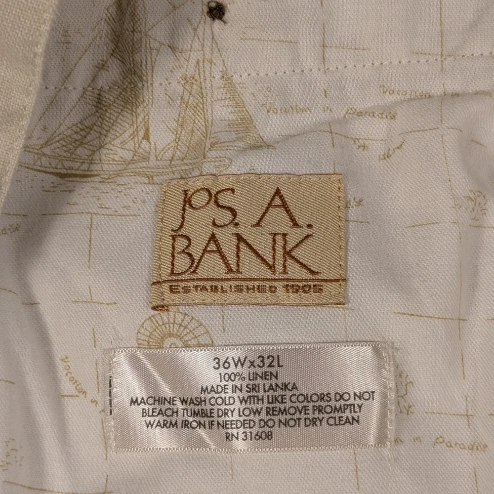 Jos. A. Bank‎ Mens Beige 100% Linen Straight Leg Dress Pants 36W